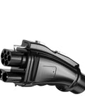 Top Shelf Heavy Duty Ccs2 To Chademo Adapter For Blazing 250A DC EV Charging Supplies close-up of charging connector, black plastic, multiple outputs.
