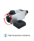 Badass 6KW Spindle Motor Kit Paired With 7.5KW VFD Inverter For CNC Router Jobs, display of air cooled rig and temperature resistance feature.