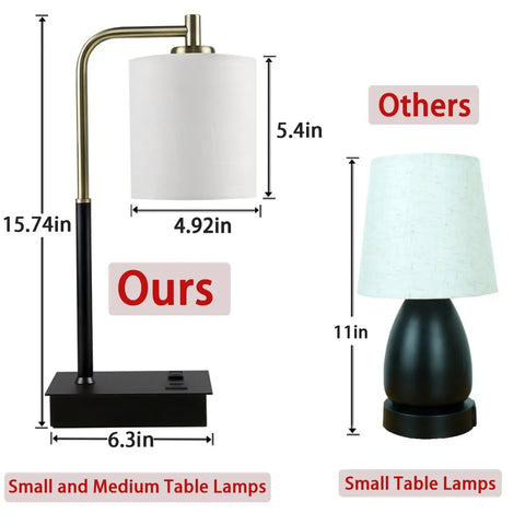 Comparison of Bedside Touch Lamp With USB Port Outlet 3 Way Dimmable Modern Table Lamp for Bedroom and Living Room.