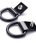 Rock Solid D Ring Tie Down Anchors Quarter Inch Heavy Duty Steel Load Holders Surface Mount Kit with Screws showing black steel rings.