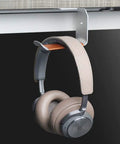 Under Desk Headphone Stand Mount With Self Adhesive Tape L Shape Headset Holder Bracket For Easy No Drill Setup And Clean Cable Management Black Finish