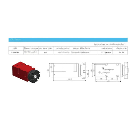Shop Ready Cnc Multi Face Cutting Indexing Head With Square Drive Er32 Er25 Spindle Mount dimensions and specifications diagram.