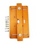 Heavy Duty Electric Wood Slotting And Chamfering Machine Inside Roll Away Case For Crisp Corner Bevels showing an orange base plate with screws.