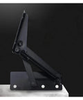 Rock Solid Heavy Duty Steel Spring Hinges For Cabinets And Sofas, 80 Degree Folding, Smooth Lifting Action, Set Of 2 For Built To Last, Secure Furniture Installations black steel spring hinge shown open on cabinet mount