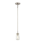 Poleis Mini Pendant Light 1 Light Fixture with 60 Watt Max Brushed Nickel Finish Small Yet Bold Ceiling Pendant for Kitchen Island