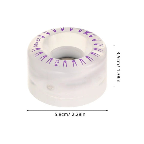2 Pack LED Roller Skate Wheels With Bearings For Quad Skates And Skateboards Light Up Indoor Outdoor Skating Gear Replacement Parts With Eyecatching Glow And Smooth Rolling Performance, showing close-up with size markings.