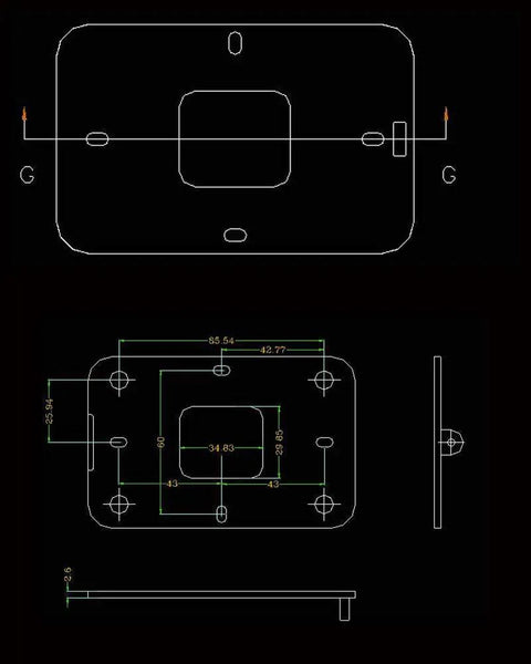 Technical drawing of Rugged RFID Enclosure For DIY Access Control Projects, IP54 ABS Plastic Junction Box 115 x 75 x 21.5mm.