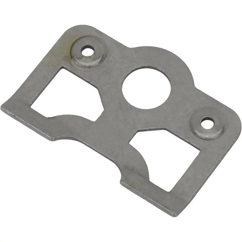 Heavy Duty Quarter Turn Fastener Kit With Weld On Steel Spring Plates And Pop Rivets For Quick Release Body Panels Hoods And Doors No Sweat Garage Ready Paintable Universal 10 Piece Set close up of a steel spring plate with rivet holes.