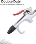 Close-up of Long Reach Pneumatic Air Blow Gun With 24 Inch Angled Aluminum Nozzle Pistol Grip Trigger Quarter Inch NPT Inlet Rubber Tip