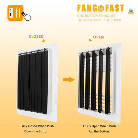 Three Way Plastic Ceiling And Wall Air Vent With Manual Adjuster showing open and closed positions