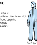 Illustration of Tyvek 400 Hooded Coveralls With Elastic Wrists And Ankles For All Day Comfort And Tear Resistant Protection