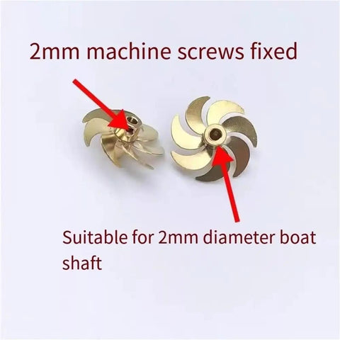 Beefed-Up Brass Seven-Blade 15.2mm RC Boat Propeller For Remote Control Submarine Models with 2mm bore, left-handed design