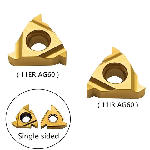 External And Internal Threading Carbide Inserts Set 11ER AG60 And 11IR AG60 For Lathe Tools, heavy duty, 20 pieces displayed