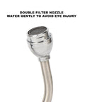 Close-up of the faucet end of a Double Nozzle Eyewash Station Faucet Mounted for Lab Factory and Office Sinks.