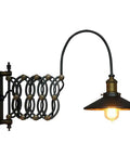 Industrial Look Scissor Arm Extendable Accordion Wall Sconces In Antique Black with bulb, for loft style iron art decor lighting