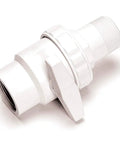 ABS Ball Valve For Pool Plumbing No Fuss One And A Half Inch Threaded To Tapered One And A Quarter Inch Connection valve side view