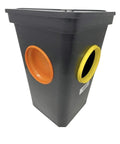 4 Hole Distribution Box For 4 Inch Pipe With Fittings, Tough HDPE Injection Molded Enclosure, S35 Yellow Seal, P10 Orange Plug