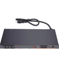 Heavy Duty 10 Outlet Power Sequencer Conditioner With Bright Digital Display and power cord, showcasing front panel with outlets.
