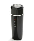 Road Warrior 420ml Portable Water Heater And 12V 24V Travel Kettle showing sleek black design with digital temperature display.