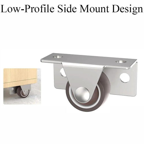 Heavy Duty Four Pack TPE Caster Wheels Featuring Dead Quiet Roll And Never A Scratch Guaranteed low-profile side mount design.
