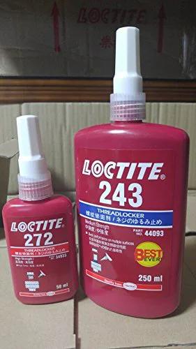 Blue Medium Strength Threadlocker For Metal Nuts And Bolts That Locks Them Down And Prevents Vibration Loosening 360 Degree Fahrenheit Maximum Temperature 250 Milliliter Bottle For Industrial And Home Projects next to a smaller bottle