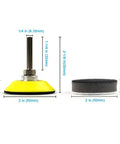 Side view of 2 Inch Hook And Loop Sanding Pad For Sanding Discs With Quarter Inch Shank Drill Attachment And Soft Foam Buffering Pad