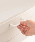 Person installing Five Pack White Modern Cabinet Pulls Drawer Handles With Three And Three Quarters Inch Hole Centers 96mm Aluminum Alloy