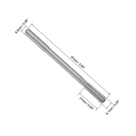6.1mm Chucking Reamer For Lathe HSS Cobalt M35 With D4 Precision, 6 Flutes, Round Shank Milling Tool, dimensions shown, uncoated