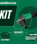 Four And A Half Inch Angle Grinder With Paddle Switch, 7.9 Amp Motor, 900W, 10,500 RPM No Load, Lightweight Design kit