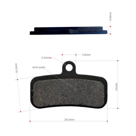 Two Pairs Four Piston Oil Semi Metal Bicycle Brake Pads For Zoom HB876 And Shimano D02S with dimensions and measurements shown.