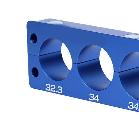 CNC Machined Bike Fork Hub Vise Insert With Aluminum Alloy Solid Frame For Round Part Holding In Home Garage And Commercial Workshop Pro Grade Multi Component Repair Tool For Fork, Hub, And Shock Service, 32.3 mm blue insert