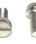 Top Shelf M5 X 12 Stainless Steel Slotted Cheese Head Machine Screw Din 84 A2 70 Grade displayed from multiple angles.