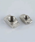 Awesome 10 To 100 Pcs M3 M4 M5 T-Slot T-Nuts for Sliding Aluminum Profile, silver metal nuts for industrial projects.