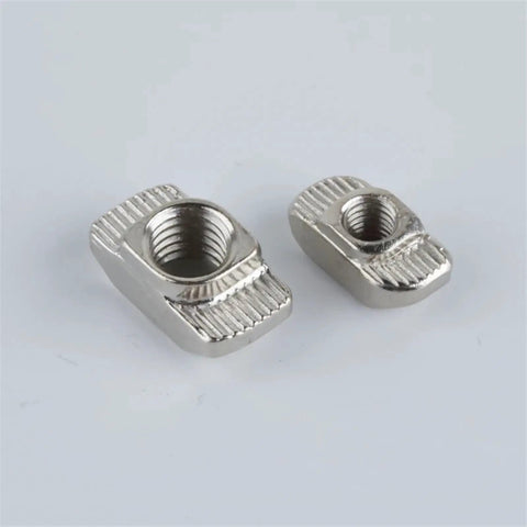 Awesome 10 To 100 Pcs M3 M4 M5 T-Slot T-Nuts for Sliding Aluminum Profile, silver metal nuts for industrial projects.