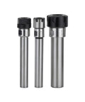 Heavy Duty Cnc Er Collet With Straight Shank For Lathe Milling Machines Precision Threaded Steel Tool Holder Sizes C10 C12 C16 C20 C25 displayed in three sizes.