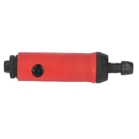 Heavy Hitter Pneumatic Air Die Grinder Turning 18000 RPM with a lightweight red zinc alloy frame. Ideal for metal work.