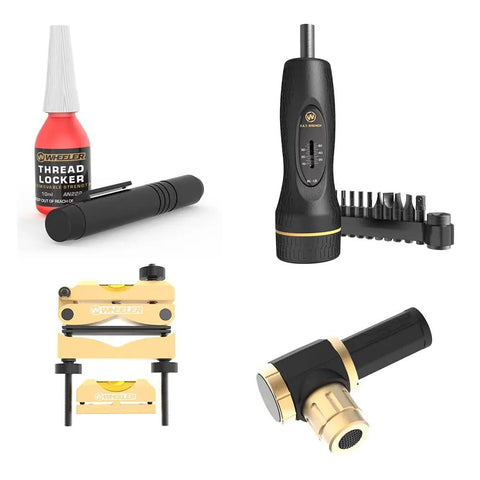 All In One Scope Mounting Kit With Laser Bore Sighter, Reticle Leveling System and Fat Wrench components including thread locker