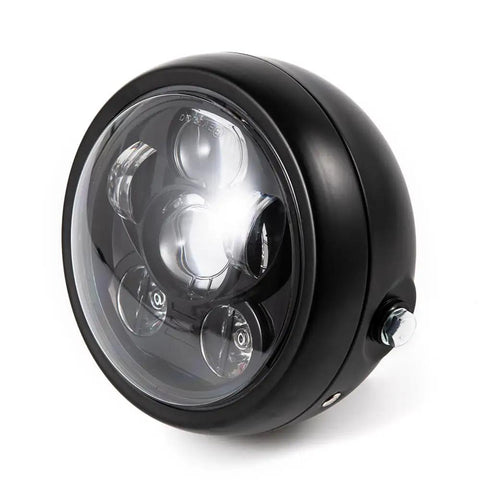 6.5 Inch Universal Motorcycle Front LED Headlight With Bracket For Night Rides, 6000K Daylight Blue Beam, Waterproof IP65 And Shockproof, 50,000 Plus Hours Lifespan, Easy Overhaul Upgrade For Cafe Racer Riders, Safer, Clearer Night View