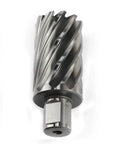 Annular cutter, 1-3/8-inch diameter, spiral flutes, silver metal with shank