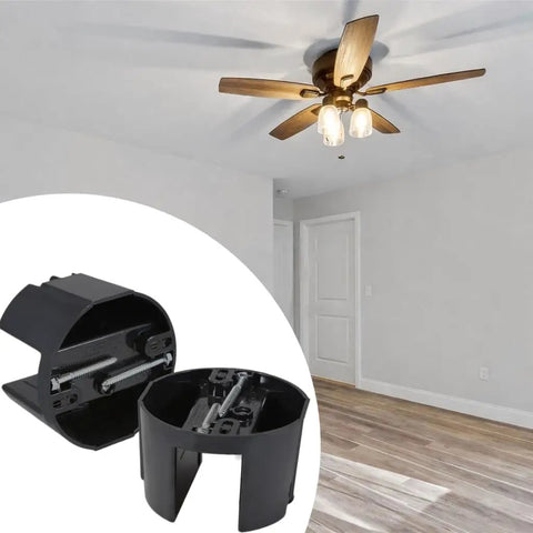 4 Inch Round Ceiling Fan Box Plastic Cable Box With 12 Cu In Capacity And 2-5/8 Inch Depth in room installation view