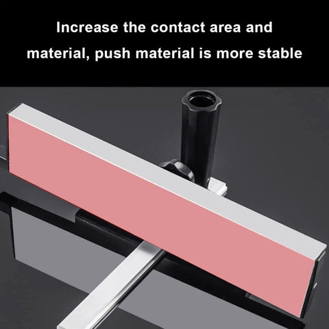 Heavy Duty Aluminum Miter Gauge Fence System With Quick Grip Push Block and Angle Plate Ruler For Table Saw, showing stable push block design.