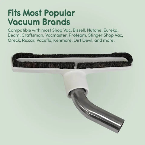 Upgraded Vacuum Floor Brush With 1.25 Inch Inner Diameter For Most Vacuums, 10 Inch Wide, Horse Hair Bristles, White Metal Finish