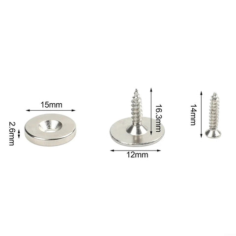 Screws and washer dimensions for Magnetic Cabinet Door Catch With 15 Lbs Magnetic Hold, showing size details in mm.