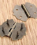 Old School Antique Bronze Vintage Flower Cabinet Door Butt Hinges For 4 Holes With Screws 29 By 31mm Decorative Hardware on wood