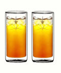 Slick Double Wall Insulated Glass Tumbler Set Featuring 16 Oz Collins Style Highball Cups Built To Chill Craft Beer Cocktails Smoothies Tropical Mixers And Party Drinks Pair with refreshing orange drink