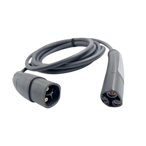 Portable EV Charger Extension Cable 48Amp 5Meter Cord 220Volt 1Phase flexible black cable with molded plugs for easy connection.