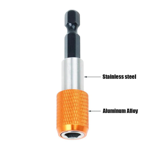 Two Pack Magnetic Quick Change Bit Holders With A Quarter Inch Hex Shank Drill Bit Extensions, Auto Locking Magnetic Eject System, Orange