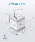 Compact 2 Prong Power Strip With USB Ports And Flat Plug Four Outlets And Three USB Ports Five Foot Power Cord Desktop Charging Station With Overload Protection Ideal For Non Grounded Outlets And Small Spaces
