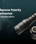Beast Mode Long Range Flashlight With 3000 Lumens, 470 Meter Throw, showing battery compartment and LED assembly.