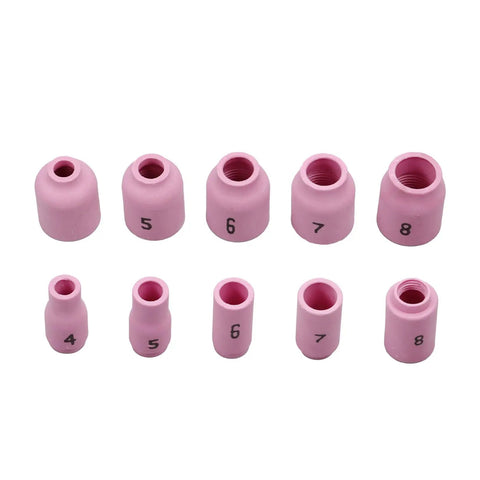 Pro Grade TIG Welding Torch Accessories Kit with Alumina Nozzles in assorted sizes for WP-17, WP-18, WP-26 Torches